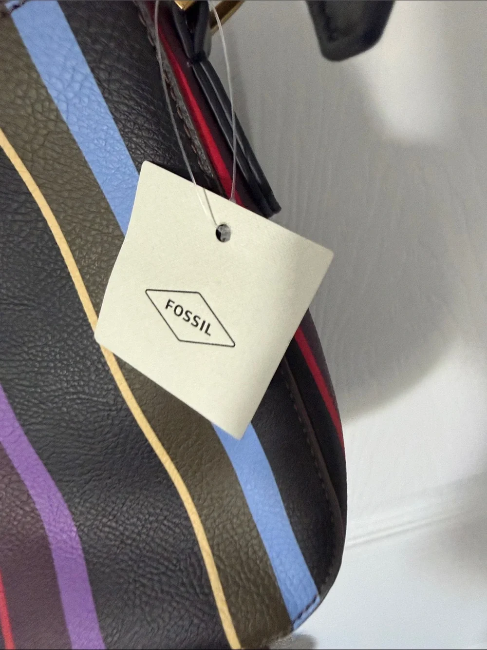 Fossil Black Crossbody Bag with Multicolor Vertical Stripes - Picture 3 of 6